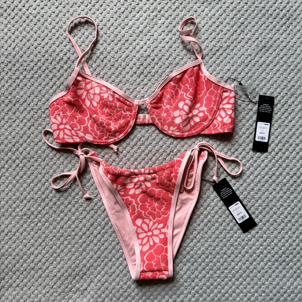 NWT Fashion Nova Pink Floral Bikini Set